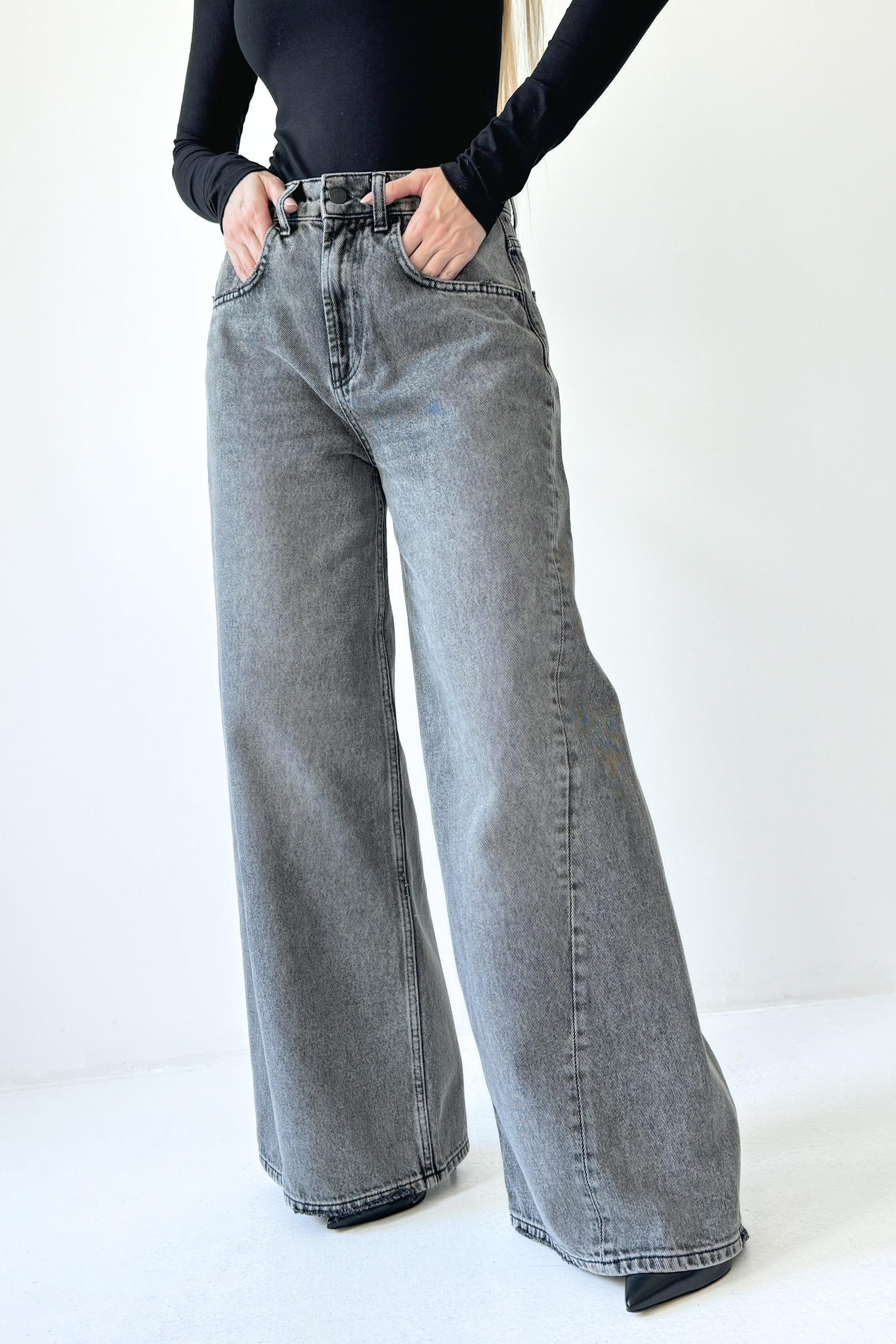 Jeansy wide leg Davis dark shadow lemoniade