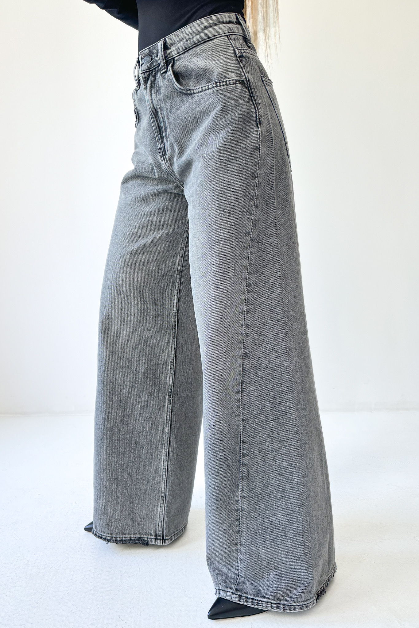 Jeansy wide leg Davis dark shadow lemoniade